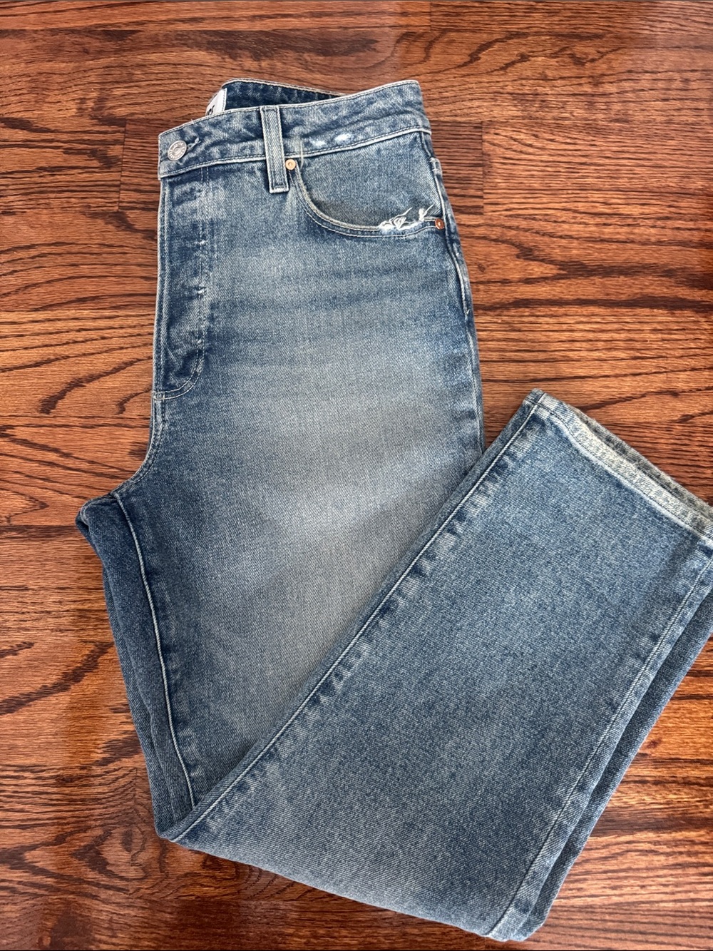 PAIGE Blue Cropped Ankle Jeans